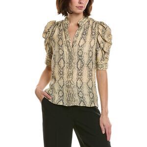 Frame Denim Womens Frame The Snake Gillian Silk Top, Brown